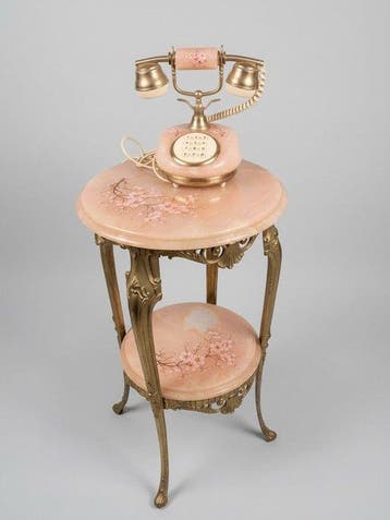 Middentafel (2) - Messing, Marmer - PIEDISTAL/TELEFOON