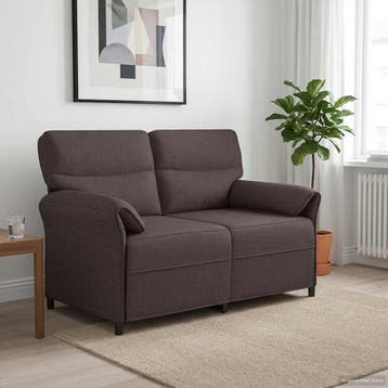 vidaXL 2-Zits Sofa 2-zits Donkerbruin 138 x 83 x 95 cm Stof, Verzenden, Nieuw