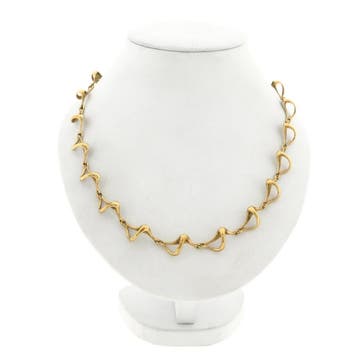 Gouden fantasie schakelketting, Handtassen en Accessoires, Kettingen, Ophalen of Verzenden, Gebruikt, Goud, Goud