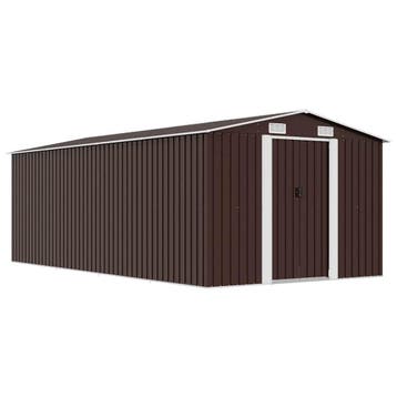 vidaXL Tuinschuur 257x489x181 cm metaal bruin, Verzenden, Nieuw