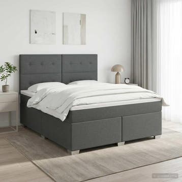 vidaXL Boxspringbed met matras Donkergrijs 140 x 190 cm Stof, Verzenden, Nieuw