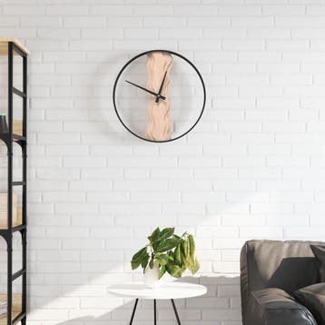 vidaXL Wandklok Ø35 cm ijzer en eikenhout bruin, Verzenden