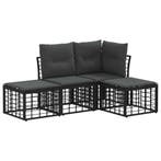 vidaXL Buiten bank set met kussen 4 pcs Zwart Polyester, Verzenden, Nieuw