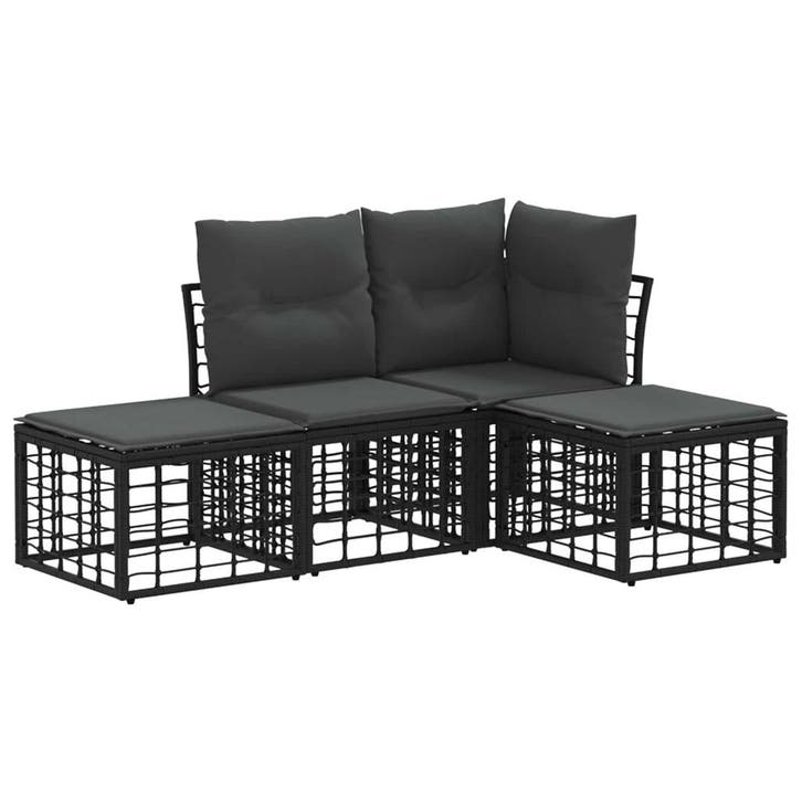 vidaXL Buiten bank set Zwart Polyester, Jardin & Terrasse, Ensembles de jardin, Envoi