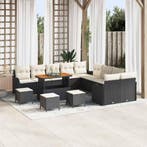 vidaXL Tuinbank Set met kussen met opslag 14 pcs Zwart en, Tuin en Terras, Verzenden, Nieuw