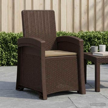 vidaXL Ligstoel Rieten Look Bruin en Taupe PP, Tuin en Terras, Tuinstoelen, Verzenden, Nieuw