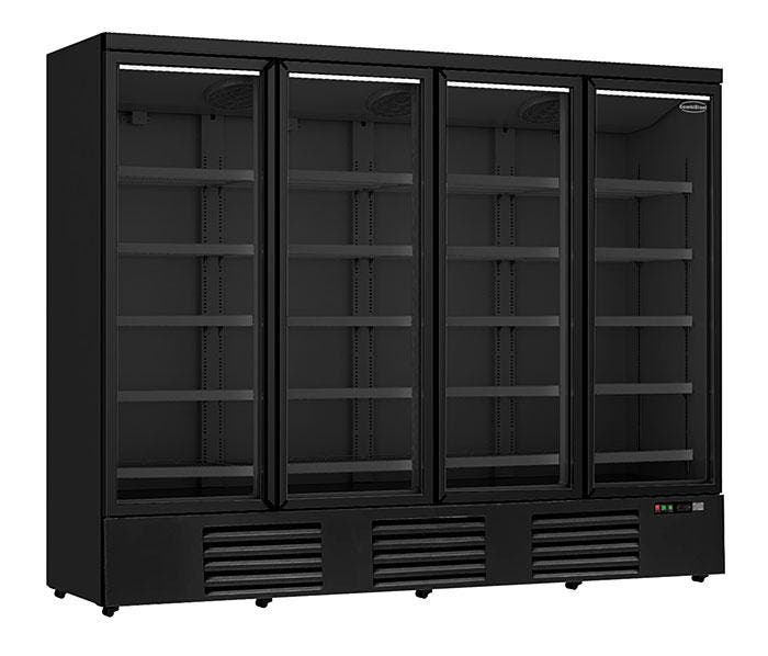 Koelkast 4 Glasdeuren Zwart Jde-2025R Bl -Heftruck-, Articles professionnels, Horeca | Équipement de cuisine, Envoi