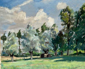 Pierre Abadie-Landel (1896-1972) - Paysage darbres : cabane