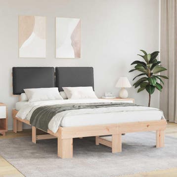 vidaXL Bedframe met Gevoerde Hoofdbord Donkergrijs 150 x 200, Huis en Inrichting, Slaapkamer | Bedden, Verzenden, Nieuw