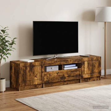 vidaXL LED tv-meubel UTRECHT 3 st Gerookt eiken Bewerkt hout, Verzenden, Nieuw