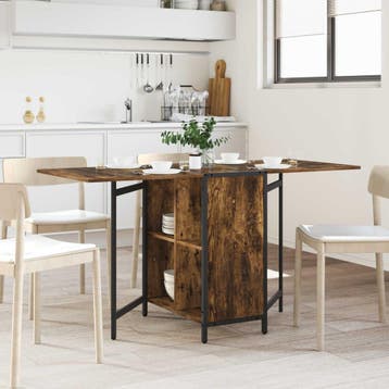 vidaXL Eettafel 144 x 60 x 75 cm Bewerkt hout Gerookt eiken, Huis en Inrichting, Tafels | Eettafels, Verzenden, Nieuw