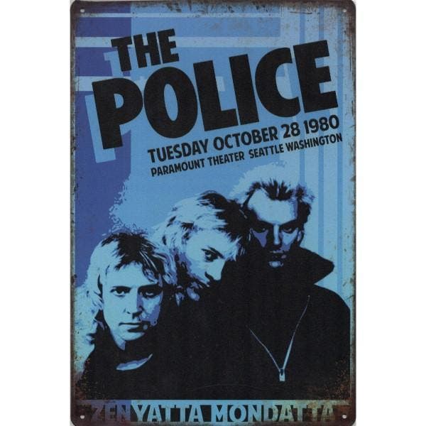 Wandbord Concert Bord - The Police Washingthon 1980, Collections, Musique, Artistes & Célébrités