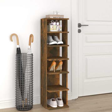 vidaXL Schoenenrek 27,5x27x102 cm bewerkt hout gerookt, Verzenden