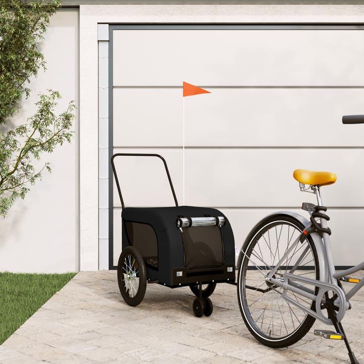 vidaXL Hondenfietstrailer oxford stof en ijzer zwart, Animaux & Accessoires, Autres accessoires pour animaux, Envoi
