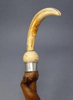 Wandelstok - Hout, Zilver, Warthog Tusk, Been - Volkskunst,