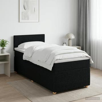 vidaXL Boxspringbed met matras met hoofdeinde Zwart 90 x 200, Verzenden