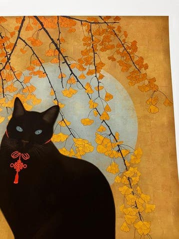 “Blue Moon Cat” (Limited Edition 25/50) Japanese Cat Arts -