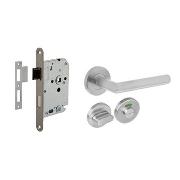 Deurbeslag set WC-slot 63/8mm RVS + deurklink Jura RVS -..., Ophalen of Verzenden, Nieuw, Klink of Kruk