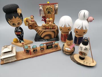 Vintage Japanse creatieve Kokeshi volkskunst - Hout - Japan, Antiek en Kunst