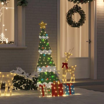 vidaXL Verlichte Kerstboom met 3 Geschenkdozen 2D Warm Wit, Verzenden