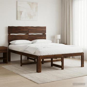 vidaXL Tweepersoonsbed met hoofdbord ROSTOCK Donkerbruin 140, Huis en Inrichting, Slaapkamer | Bedden, Verzenden, Nieuw