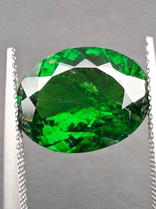 Groen Tsavoriet - 5.13 ct - Antwerp Laboratory for Gemstone, Bijoux, Sacs & Beauté, Pierres précieuses