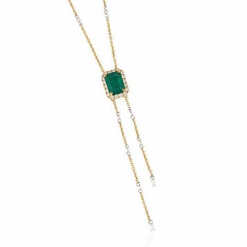 Collier - 14 carats Or jaune - 2.20ct. tw. Émeraude -