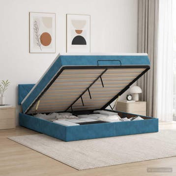 vidaXL Ottomaanse Bed met Matras en LED Donkerblauw 140 x, Huis en Inrichting, Slaapkamer | Bedden, Verzenden, Nieuw