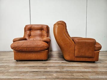 Fauteuil - Leder - Paar fauteuils uit 1970