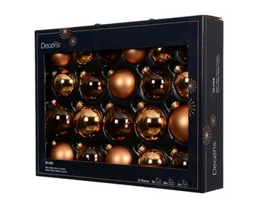 Kerstballen Glas Brandy 7 cm Set van 21, Huis en Inrichting, Nieuw