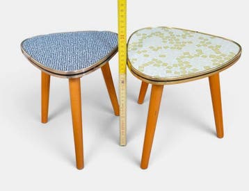 Table dappoint - Bois, Laiton - Deux tables à fleurs