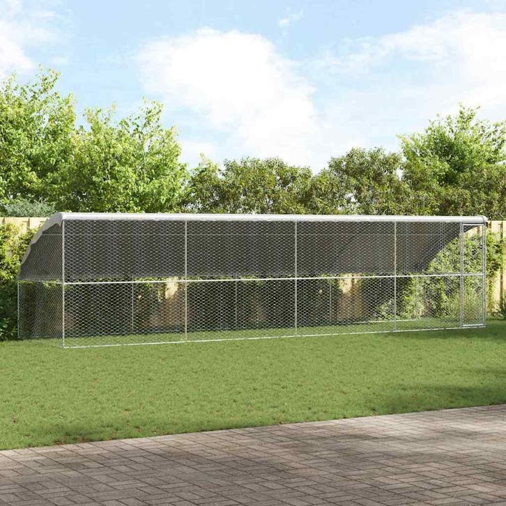 vidaXL Hondenhok 4 pcs Zilver 8 x 2 x 2 m Gegalvaniseerd, Dieren en Toebehoren, Hondenbenches, Nieuw, Verzenden