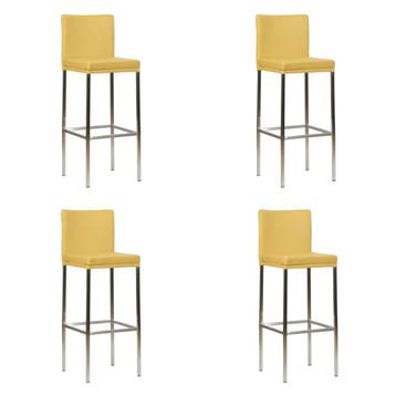 Set van 4 Leren barkrukken Break hoog - Toledo Lemon (geel), Ophalen of Verzenden