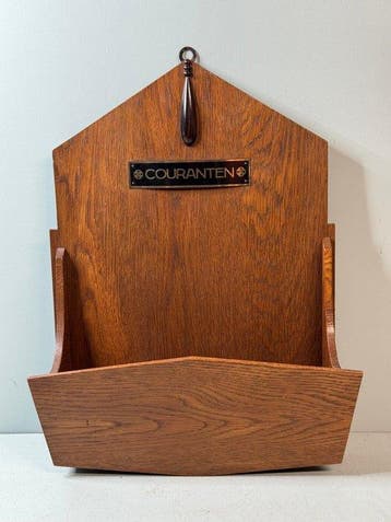 Tijdschriftenhouder - Vintage Houten Krantenhouder Wand