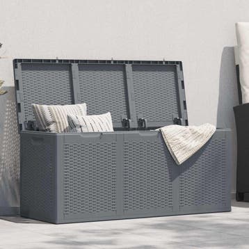 vidaXL Tuinbox 270 L PP rattan grijs, Verzenden