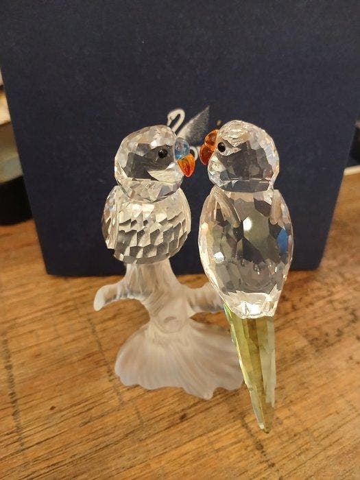 Swarovski - Beeldje - Budgies - 680627 - Kristal, Antiek en Kunst, Curiosa en Brocante