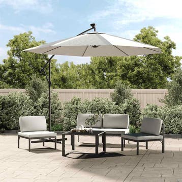 vidaXL Zweefparasol met LED-verlichting en metalen paal 300, Verzenden, Nieuw