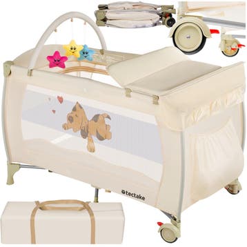 Reisbed hondje 132x75x104cm met commode en tas - beige, Verzenden, Nieuw