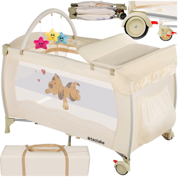 Reisbed hondje 132x75x104cm met commode en tas - beige, Kinderen en Baby's, Babywiegjes en Ledikanten, Verzenden