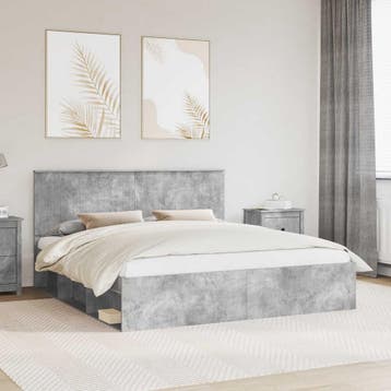 vidaXL Bedframe met hoofdeinde Beton 180 x 200 cm Massief, Verzenden, Nieuw