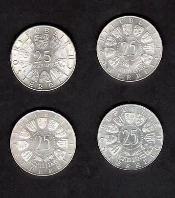 Autriche. 25 Schilling 4x 1961/1964 - Burgenland, Anton
