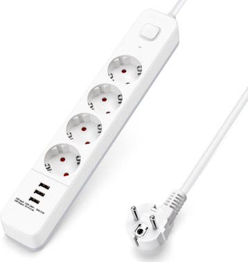 Stekkerdoos met USB - Verlengsnoer - Verlengkabel - 5M - Wit, Auto-onderdelen, Verzenden, Nieuw