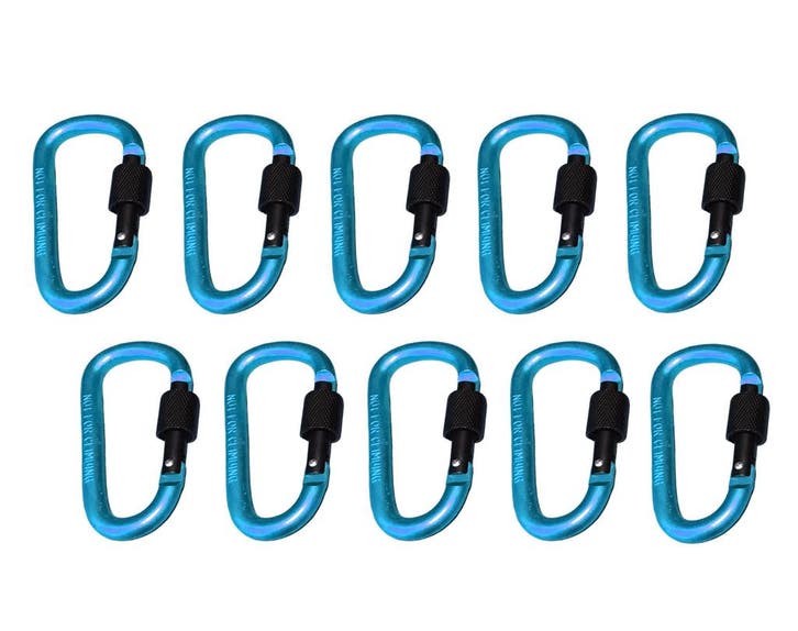 Set van 10 karabijnhaken, kleur 4: light blue, 100 kg, Doe-het-zelf en Bouw, Gereedschap | Overige machines, Nieuw, Verzenden