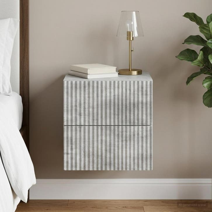 vidaXL Muurbevestigde Nachttafel met lade Betongrijs 33 x, Maison & Meubles, Chambre à coucher | Tables de chevet, Envoi