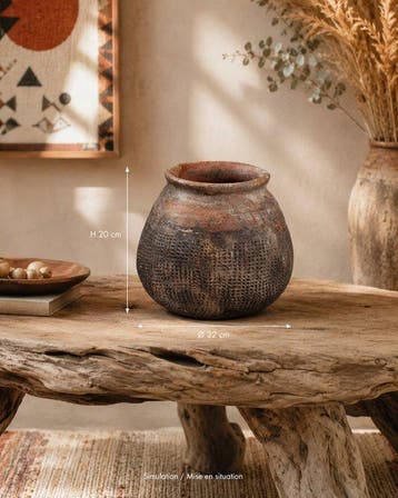 Pot - Oude Afrikaanse aardewerken potten in gestructureerde, Antiek en Kunst