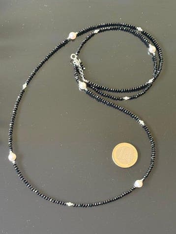 Parel - Zilver - Halsketting - Akoya parels, spinel.