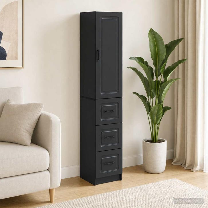 vidaXL Kast Set 2 st 33 x 34,5 x 87 cm Bewerkt hout Zwart, Maison & Meubles, Armoires | Autre, Envoi