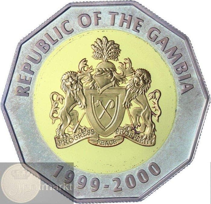 Gambia. 2000 Bututs 1999 - 2000 Millennium - verguld ZILVER, Timbres & Monnaies, Monnaies | Europe | Monnaies non-euro