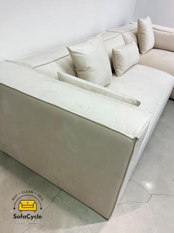 Hoekzetel beige in fluweel extra breed ligvlak – overstock, Verzenden