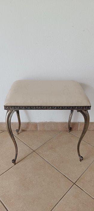 Kruk - Leder, Vernikkeld messing - Franse kruk messing